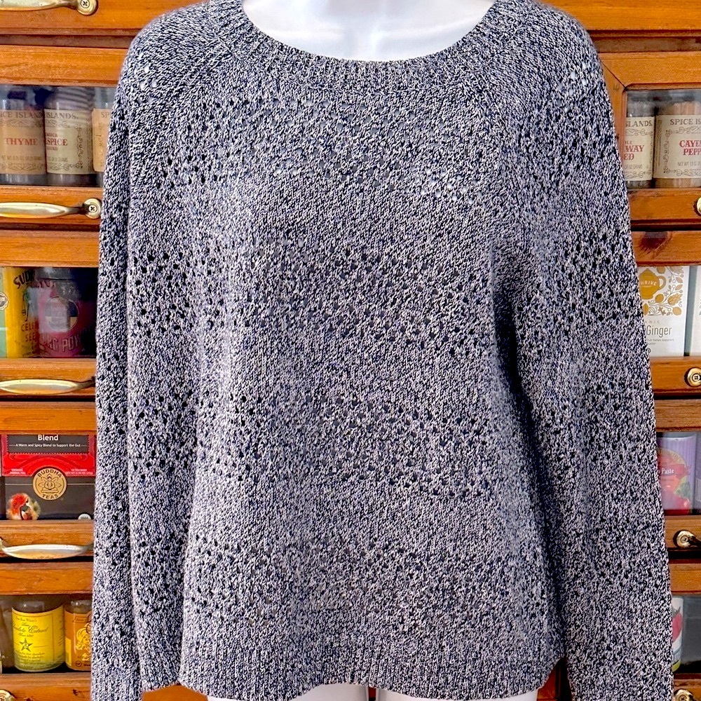New with tag - Talbots Crew Neck Heather blue and white sweater-XL petite